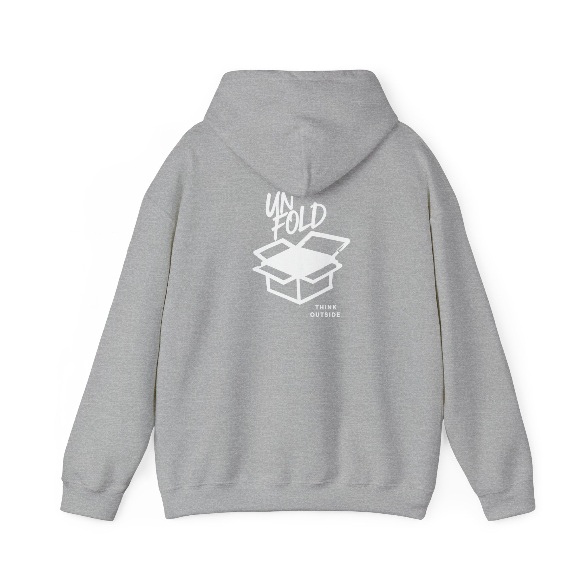 Hoodie — UNFOLD Box Graphic Pullover (Minimal Logo)
