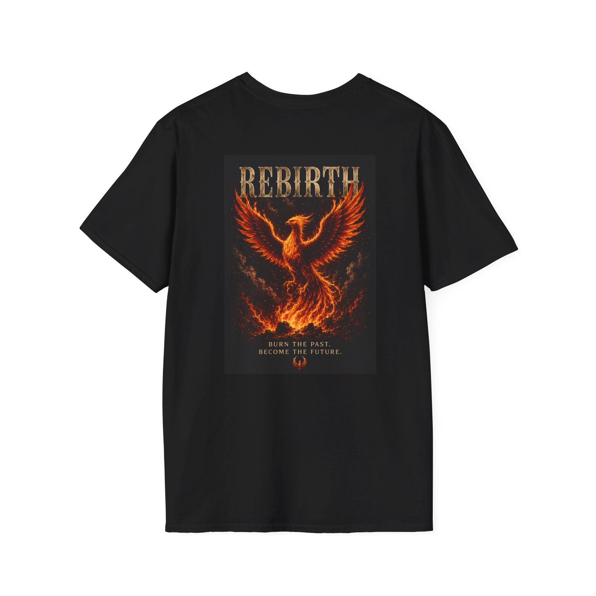 Rebirth T‑Shirt — Minimal Fiery Bird Graphic