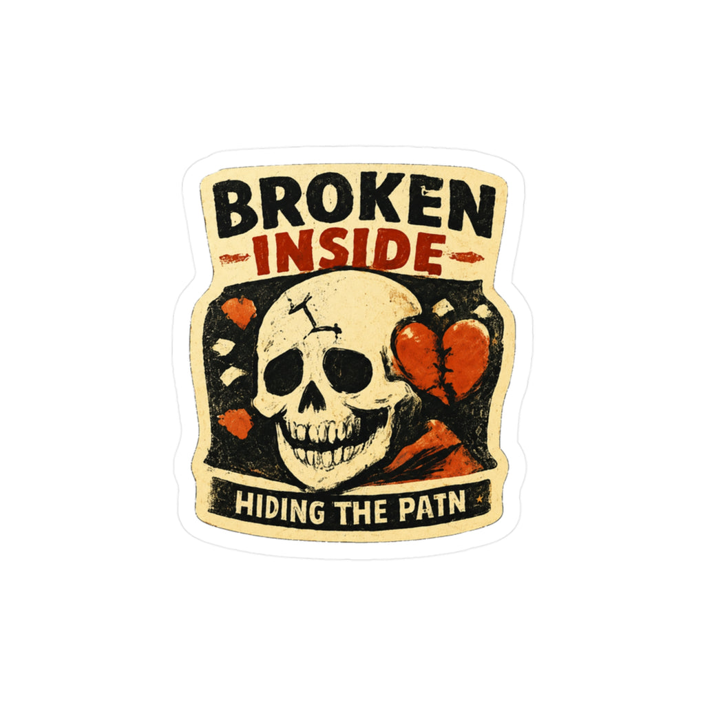 Broken Inside Skull Sticker — Kiss-Cut Vinyl Decal