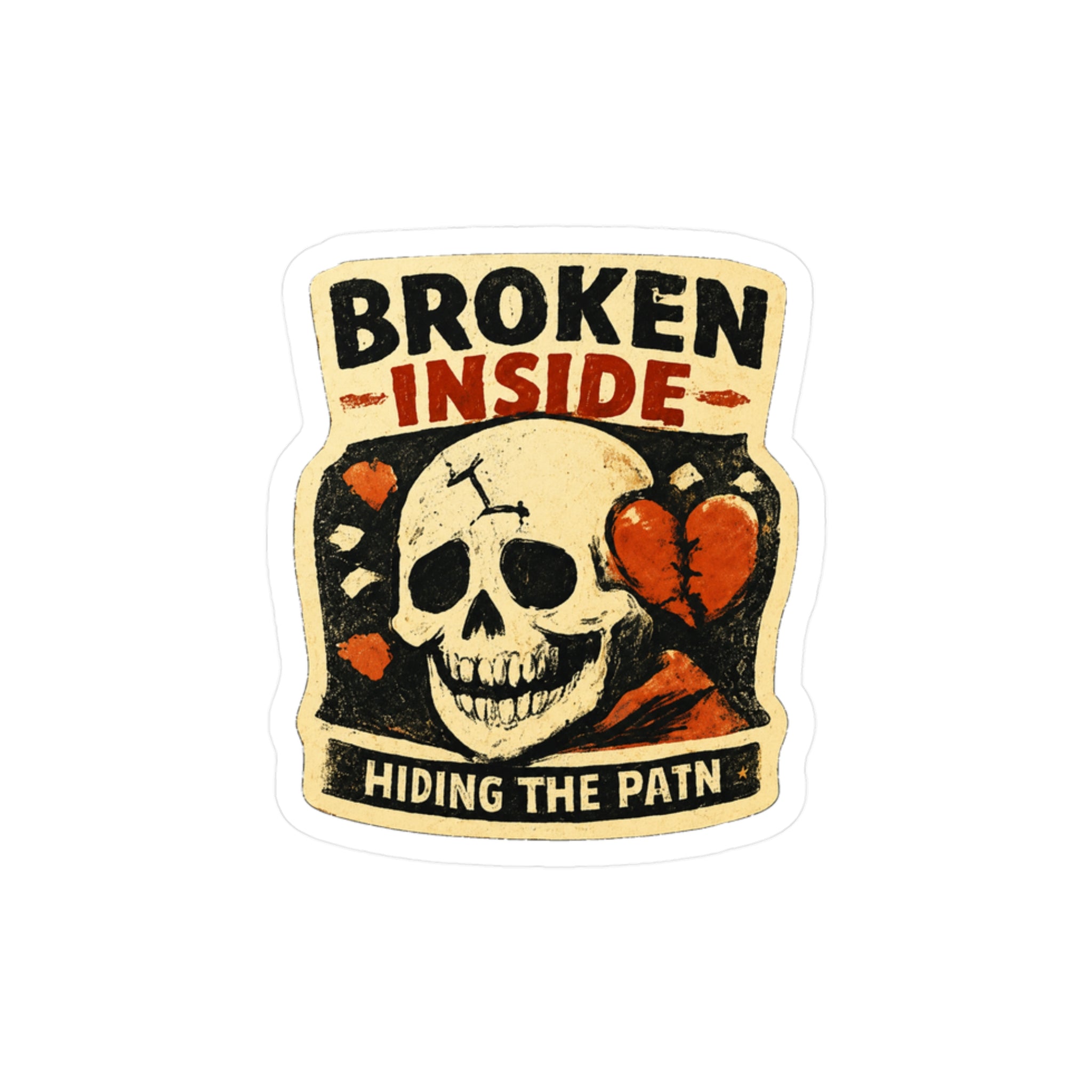 Broken Inside Skull Sticker — Kiss-Cut Vinyl Decal