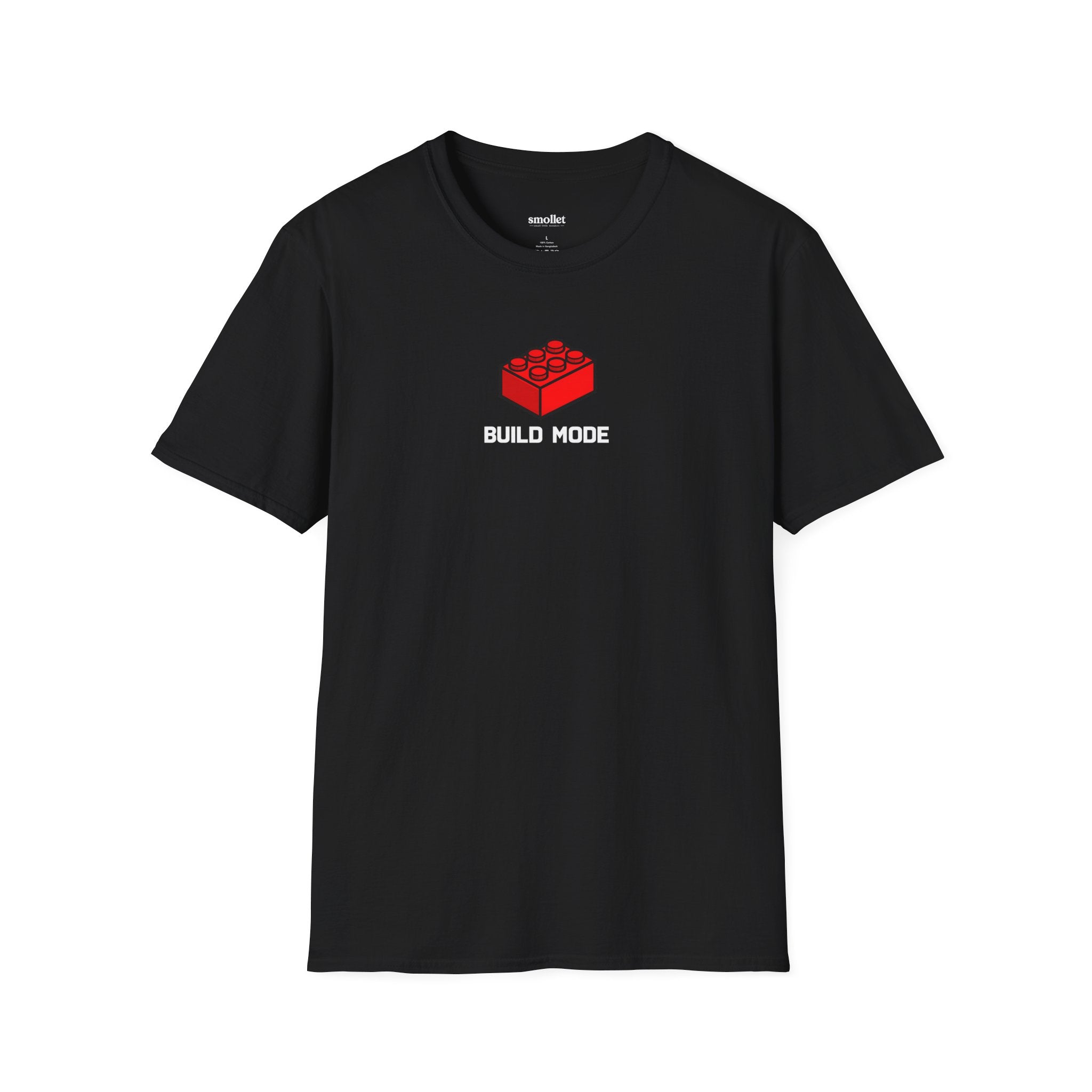 Build Mode T‑Shirt — Red Brick Graphic Tee for Builders & Lego Fans