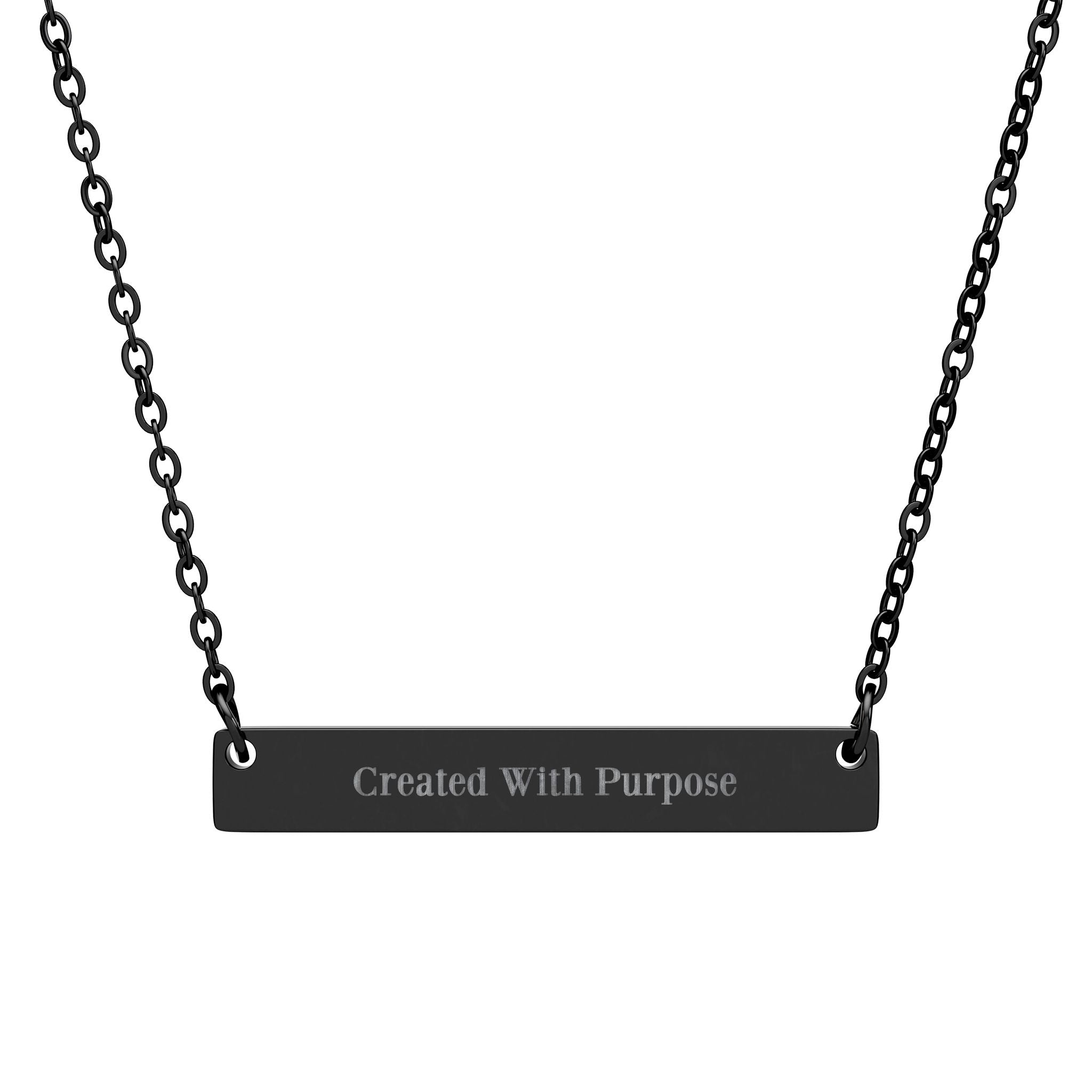 "Created with Purpose"  - Engravable Horizontal Bar Necklace