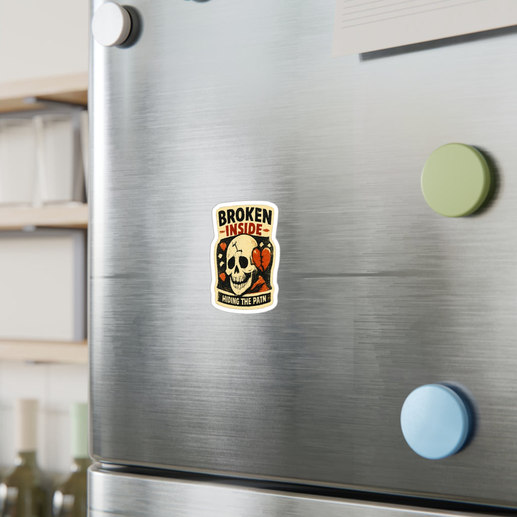 Broken Inside Skull Sticker — Kiss-Cut Vinyl Decal