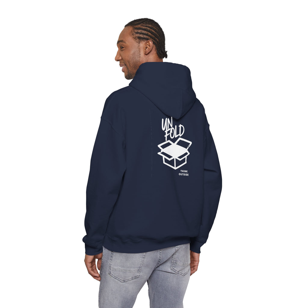 Hoodie — UNFOLD Box Graphic Pullover (Minimal Logo)