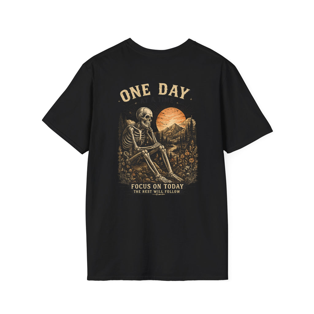 One Day at a time Skull Pocket T-Shirt
