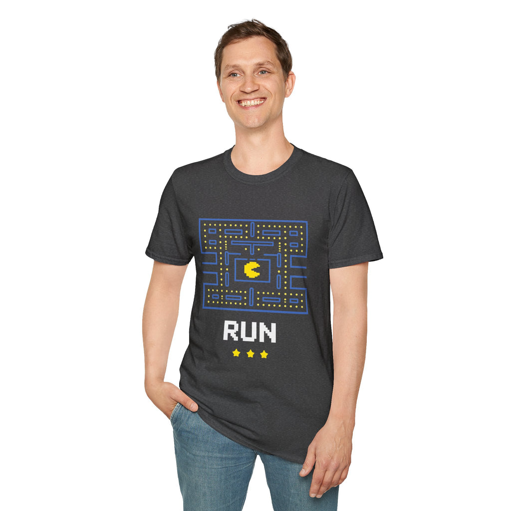 Pac-Man Maze Tee — Retro Arcade "RUN" Graphic T-Shirt