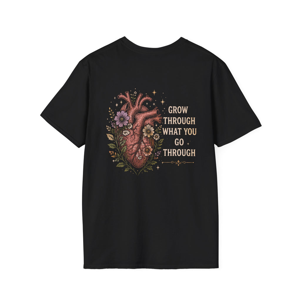 Floral Heart Chest Pocket T‑Shirt