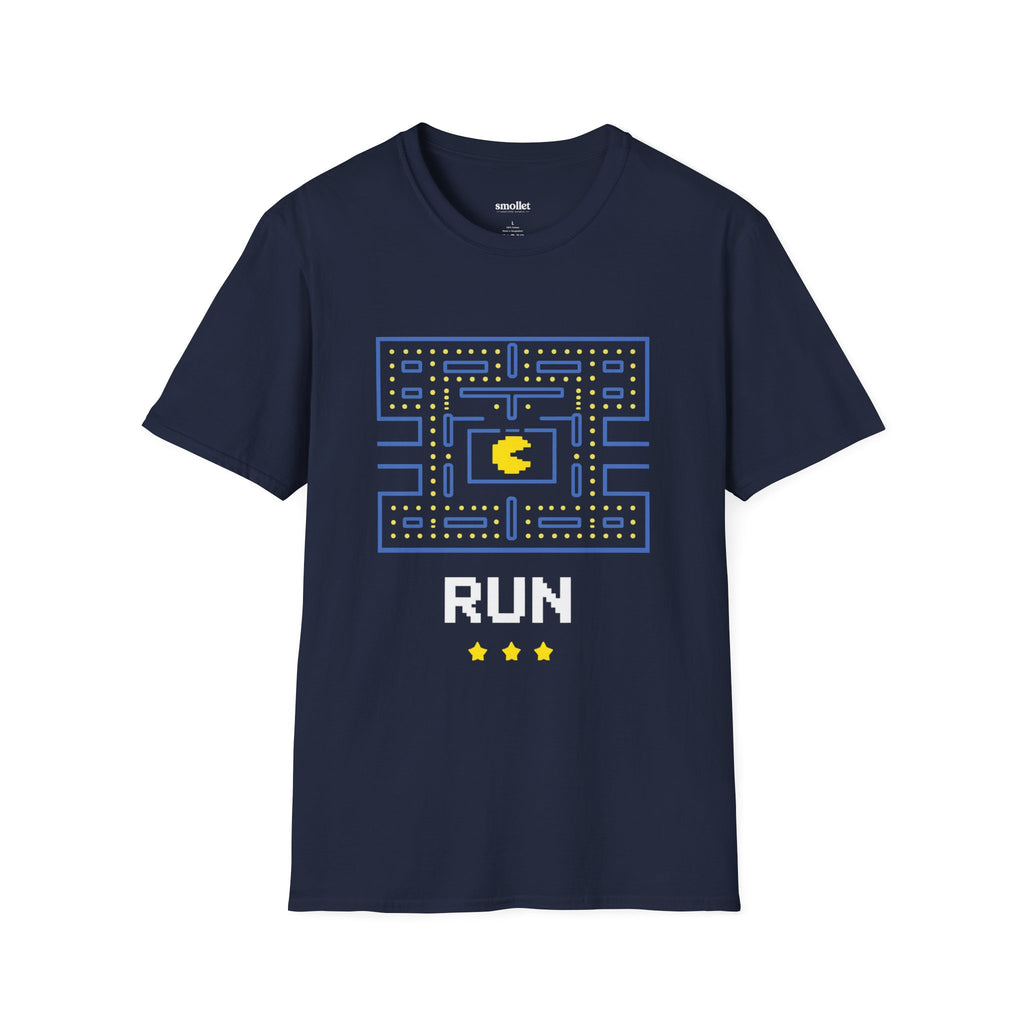 Pac-Man Maze Tee — Retro Arcade "RUN" Graphic T-Shirt