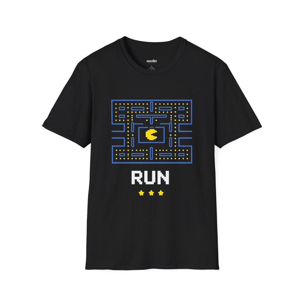 Pac-Man Maze Tee — Retro Arcade "RUN" Graphic T-Shirt
