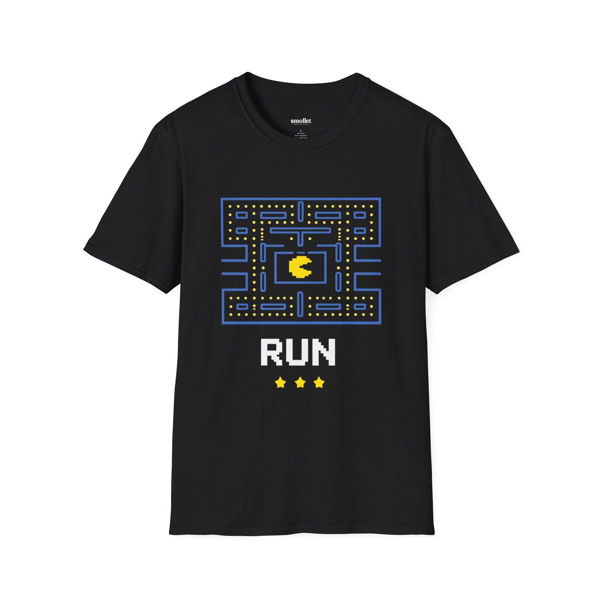 Pac-Man Maze Tee — Retro Arcade "RUN" Graphic T-Shirt