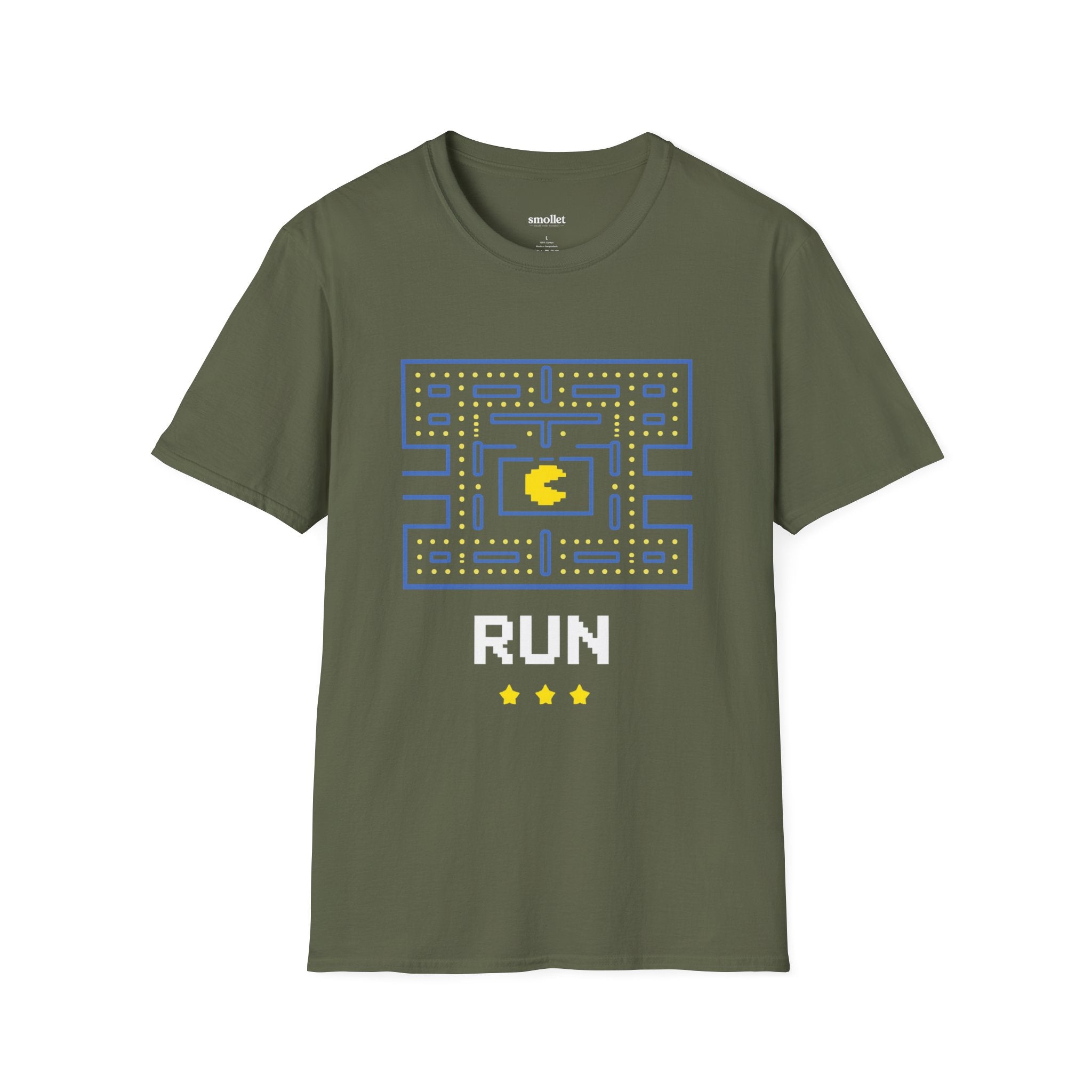 Pac-Man Maze Tee — Retro Arcade "RUN" Graphic T-Shirt