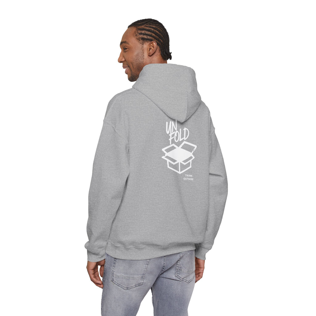 Hoodie — UNFOLD Box Graphic Pullover (Minimal Logo)