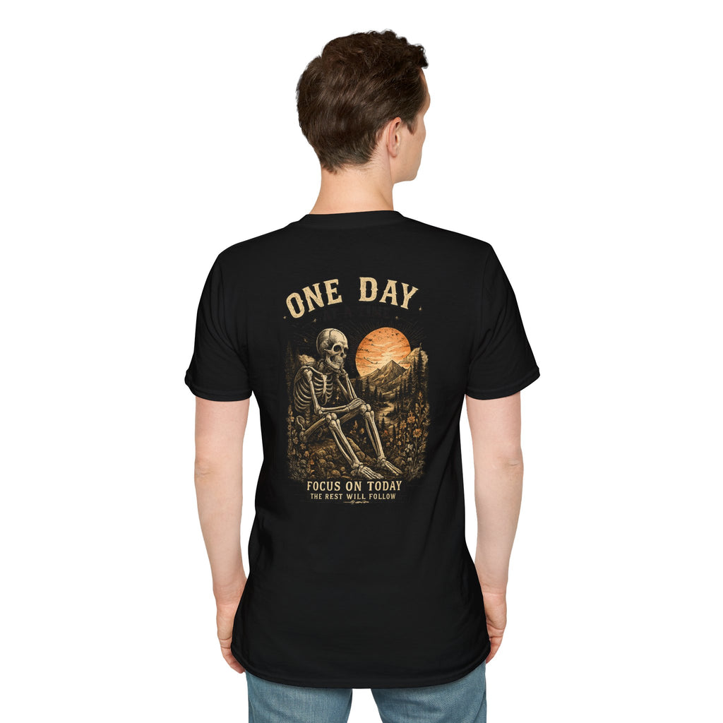 One Day at a time Skull Pocket T-Shirt