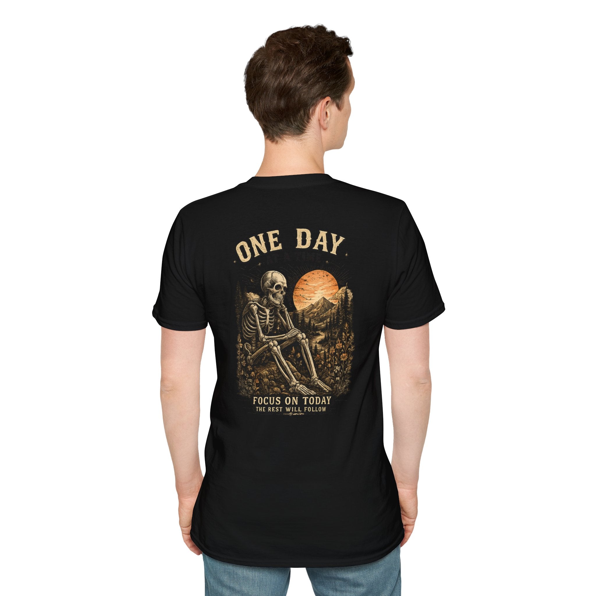 One Day at a time Skull Pocket T-Shirt