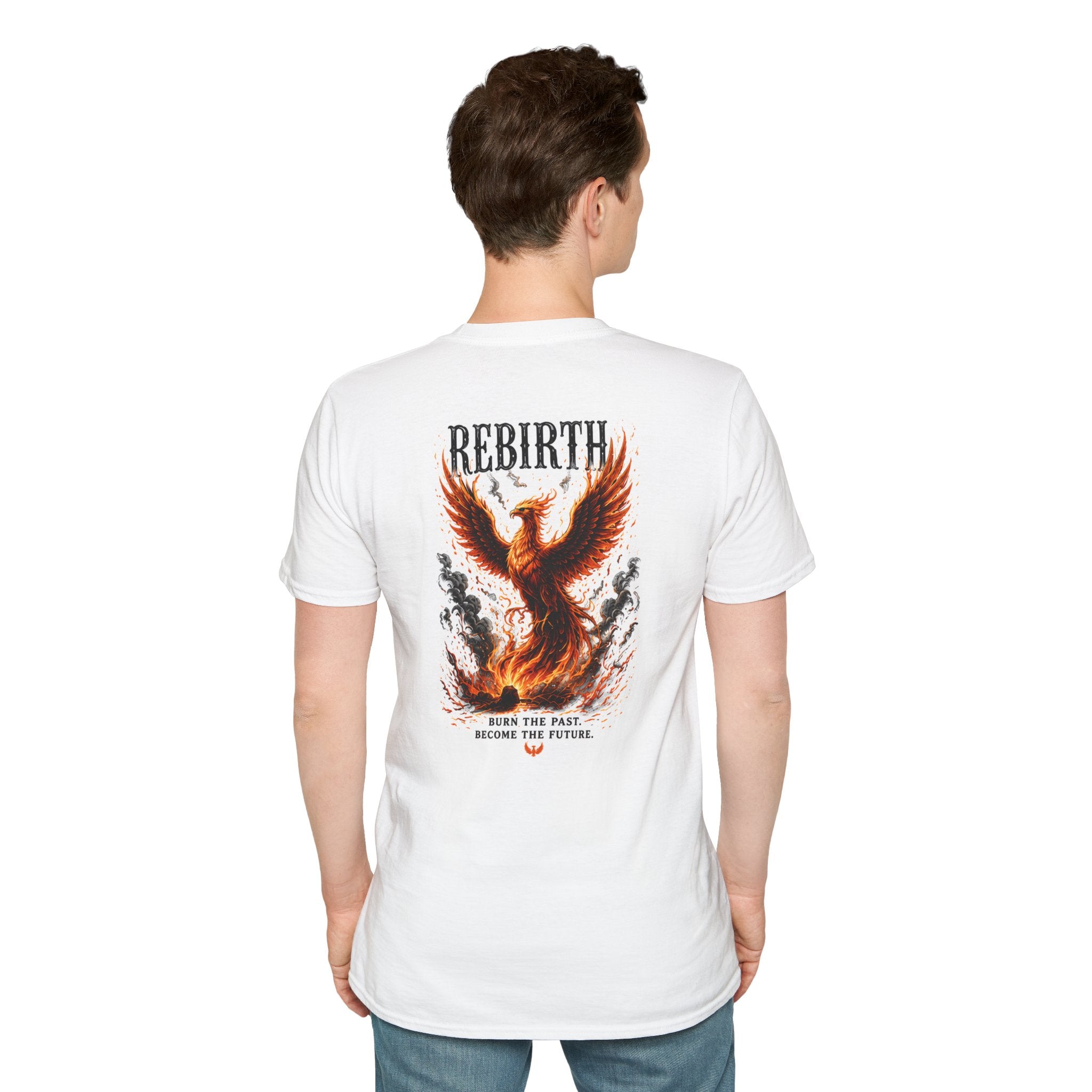 Rebirth T‑Shirt — Minimal Fiery Bird Graphic