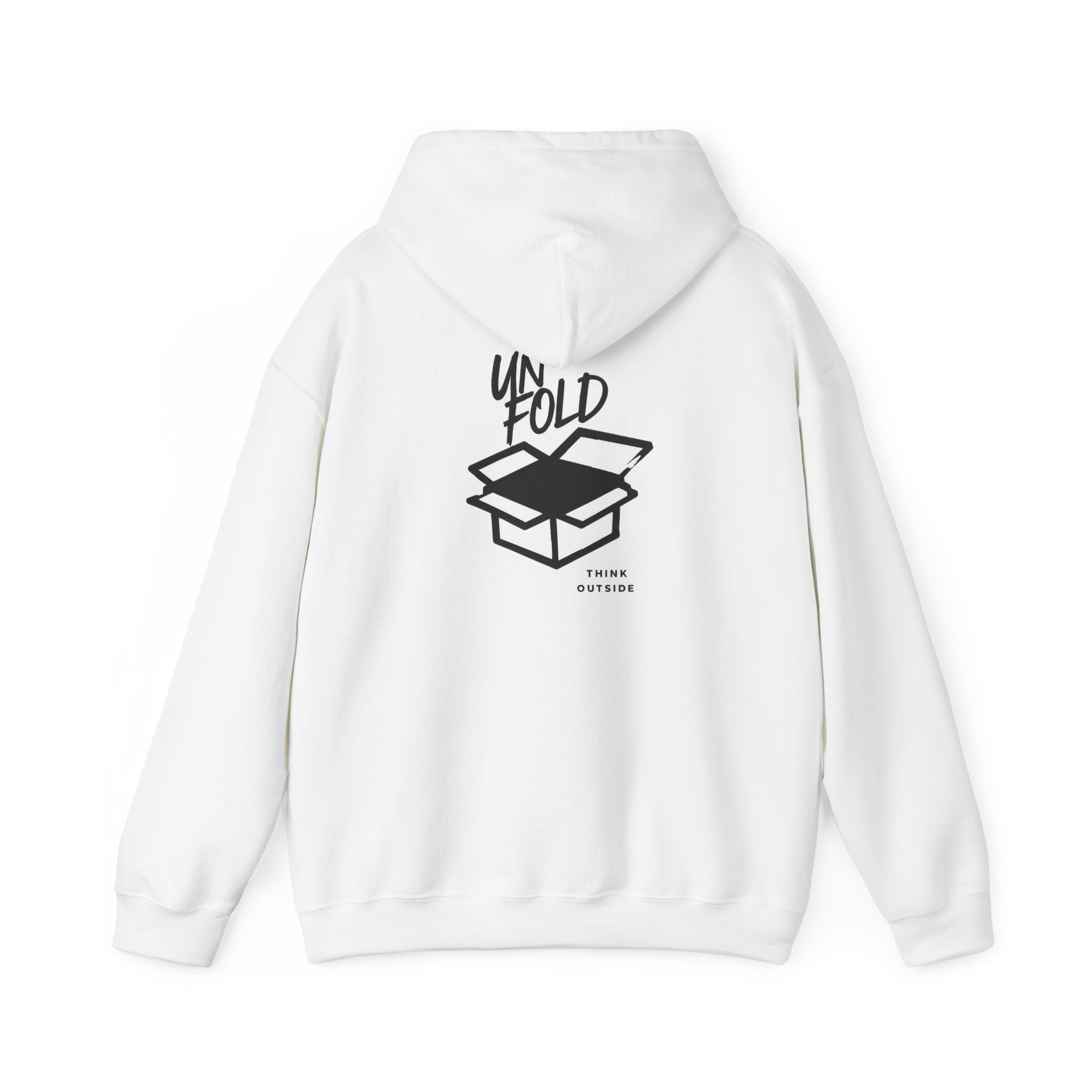 Hoodie — UNFOLD Box Graphic Pullover (Minimal Logo)