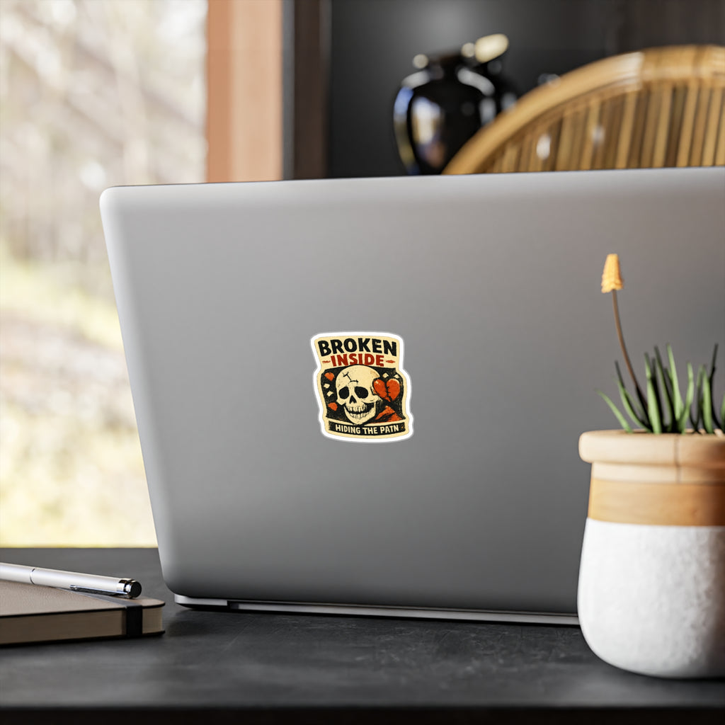 Broken Inside Skull Sticker — Kiss-Cut Vinyl Decal
