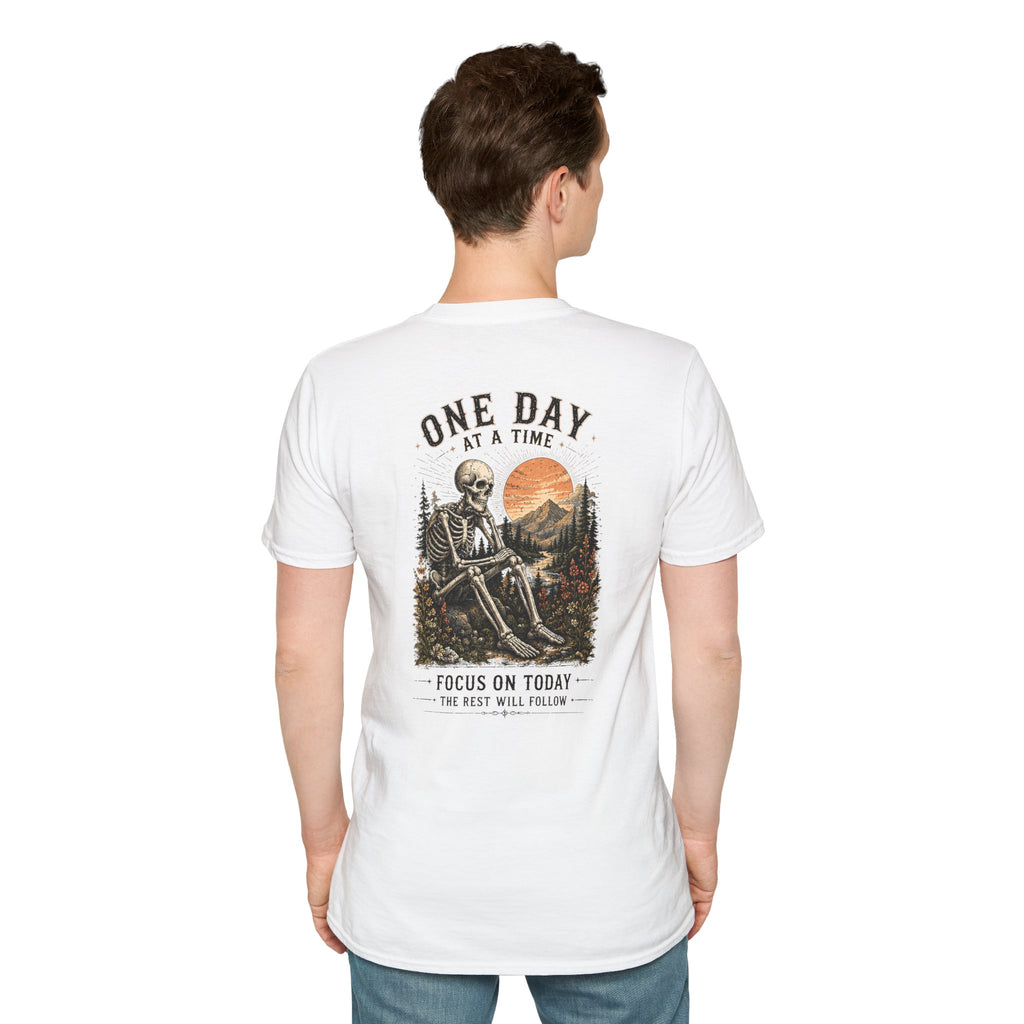 One Day at a time Skull Pocket T-Shirt