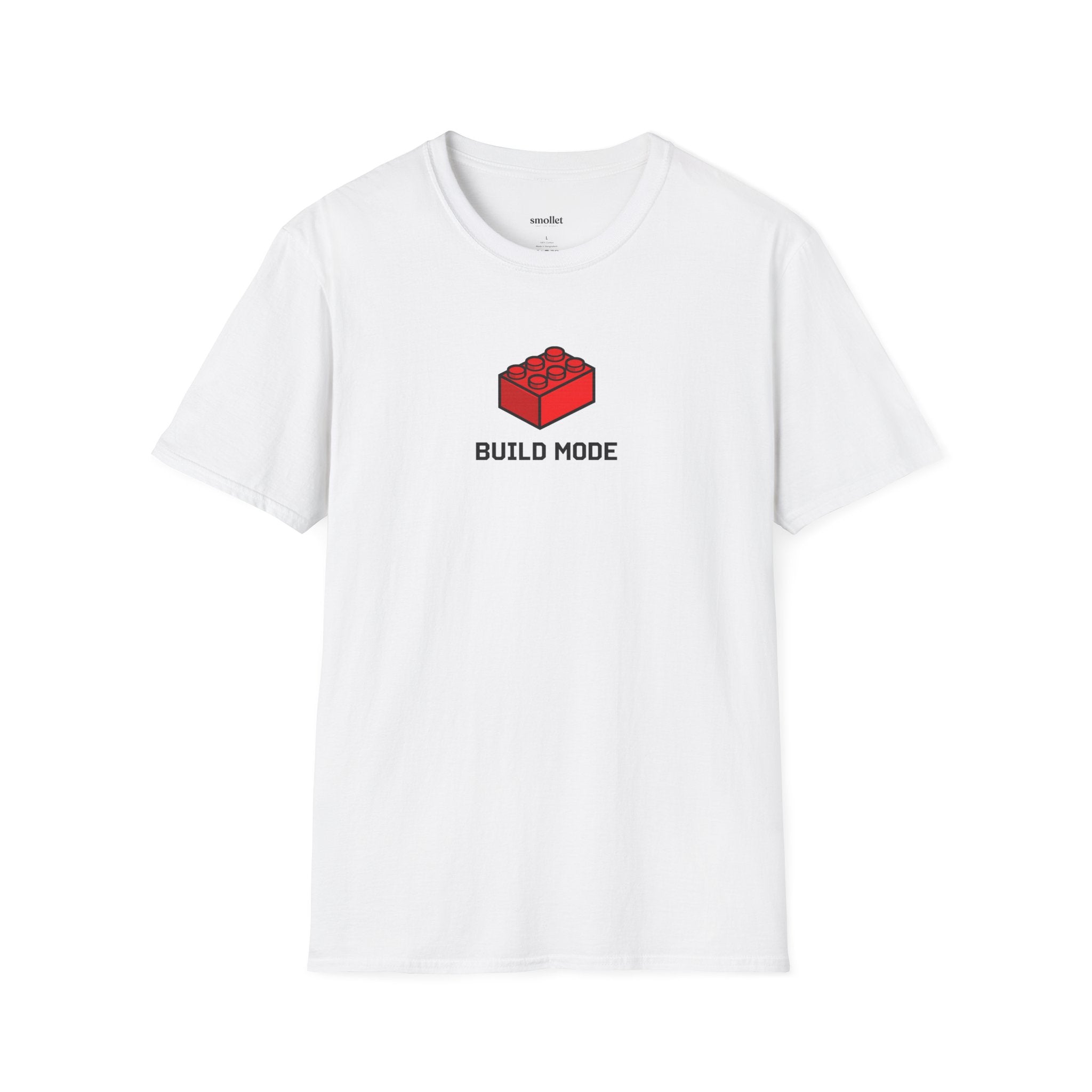 Build Mode T‑Shirt — Red Brick Graphic Tee for Builders & Lego Fans