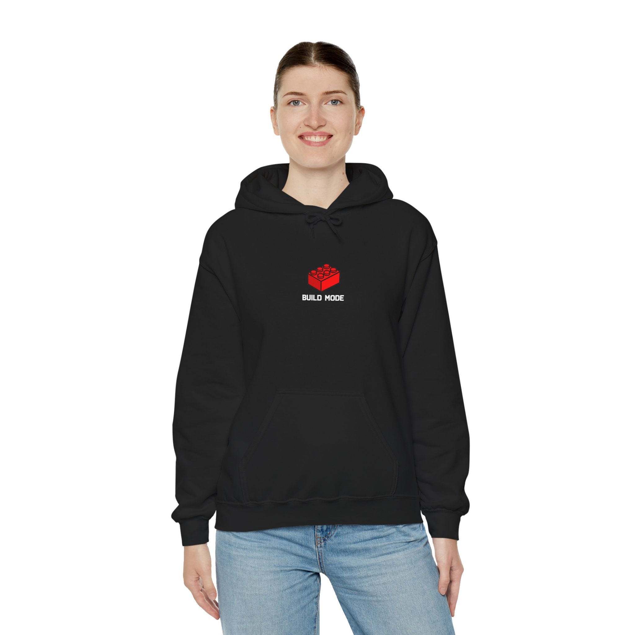 Hoodie — "Build Your World" Pixel Brick Hoodie