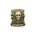 Depression In A Dark Place Skull Sticker — Kiss-Cut Vinyl Decal