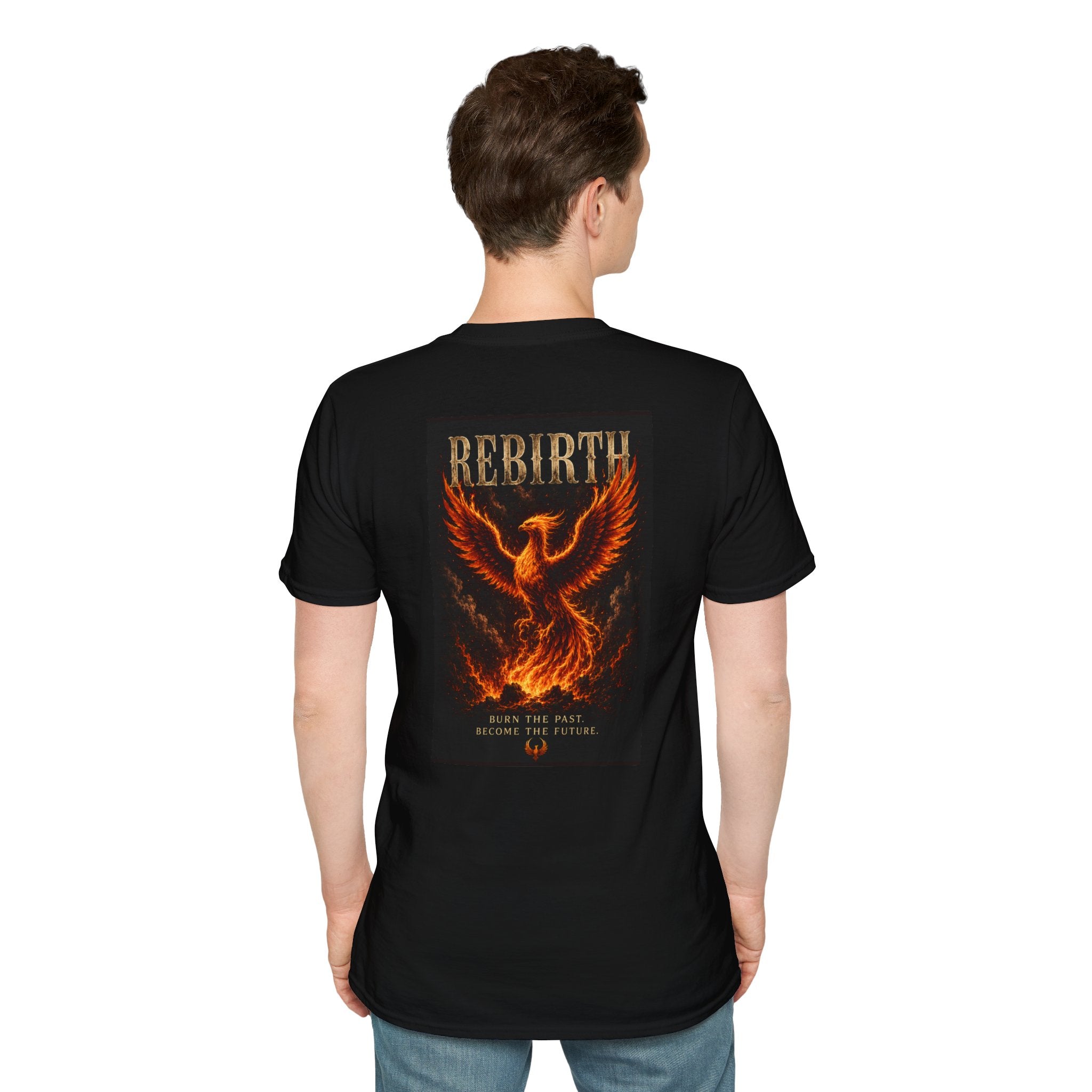 Rebirth T‑Shirt — Minimal Fiery Bird Graphic